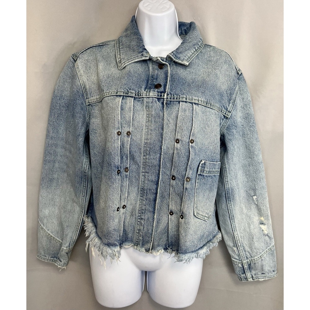 Free People Women's Dillon Denim Jacket‎ Jasmine Wash Blue Size Small - Picture 2 of 16